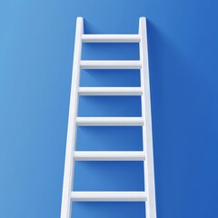 Ladder placed adjacent to the wall, highlighted against a clean background. The design features contemporary, minimalist stairs, indicating upward and downward movement. Ideal as a template for use