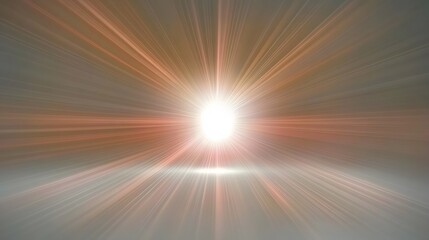 Design a bright, vibrant light burst illustration centered on a clean white background. The light source is very bright in the center, changing from pure white to warm yellow and soft orange as it rad