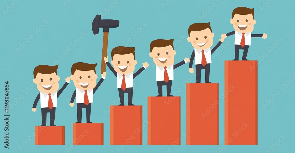 Poster a representation of personal growth and skill enhancement in the workplace, illustrated as a small f