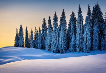 Fototapeta premium enchanting silhouettes snowy trees serene winter landscape captivating beauty nature, beautiful, branches, forest, scene, mountain, view, cold, night
