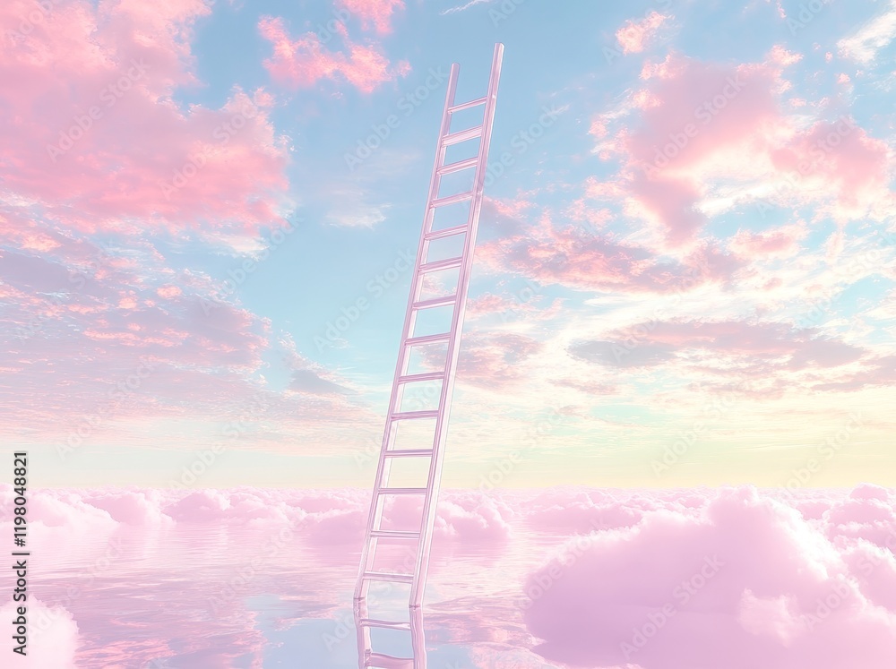 Aufkleber a cloud computing metaphor, visualized as a ladder ascending into the sky