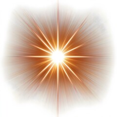 Obraz premium Design a bright, vibrant light burst illustration centered on a clean white background. The light source is very bright in the center, changing from pure white to warm yellow and soft orange as it rad
