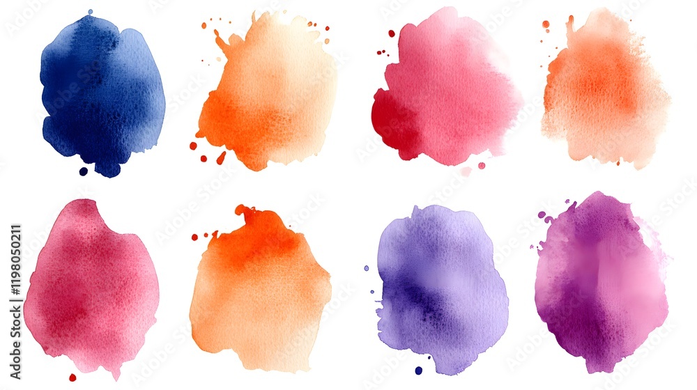 Poster Eight Watercolor Blobs In Various Colors