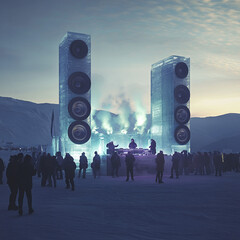 Ice Music Festival: DJs Perform Under Massive Frozen Speakers