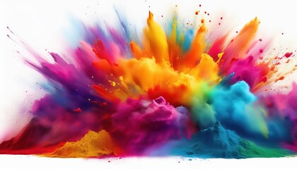 Vibrant Holi Festival Celebration A Spectacular Display of Rainbow Hues Sweeping Across a Wide Panorama, Capturing the Joy and Energy of this Colorful Tradition.
