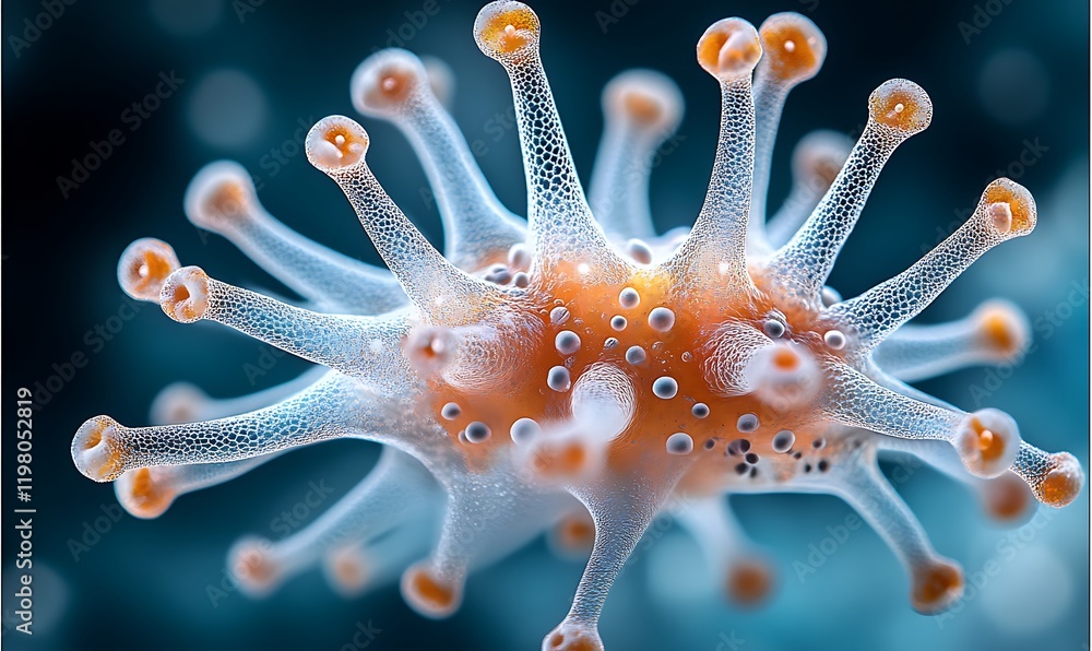 Aufkleber microscopic view of a complex virus structure
