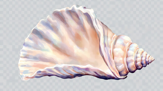 Pearl seashell watercolor clipart illustration on transparent background. Seashell. Illustration