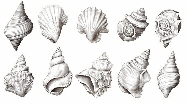 Png sea shell illustration seashell sketch. Seashell. Illustration