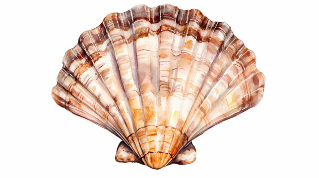 Sea shell illustration. watercolor seashell isolated white background. hand drawn watercolor painting shell. Seashell. Illustration