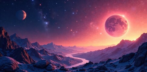 Cosmic Landscape with Distant Planets and Stars, planets, cosmos