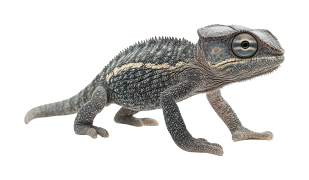 Chameleon crawling on high fidelity cutout animal studio lighting close-up wildlife concept isolated on transparent background png