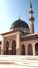 Fototapeta premium Elegant Mosque Architecture Under a Clear Blue Sky