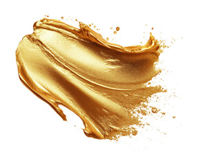 Golden metallic gel smear on artistic texture high fidelity creative design abstract concept isolated on transparent background png