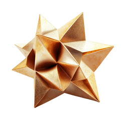 Golden textured folded star design artistic showcase abstract studio setting close-up view decorative concept isolated on transparent background png
