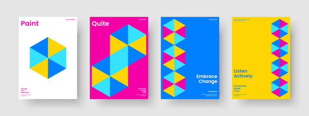 Obraz premium Geometric Flyer Template. Abstract Business Presentation Layout. Isolated Brochure Design. Background. Report. Poster. Book Cover. Banner. Handbill. Magazine. Catalog. Newsletter. Notebook