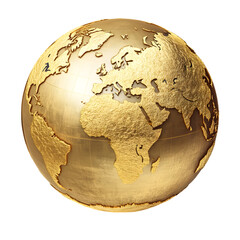 Golden Globe Earth Map - 3D World Map Representation with Golden Texture for Global Themes
