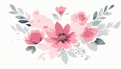 Obraz premium Abstract vector art floral background vector, wallpaper with watercolor, leaf framed, flower, vivid foliage, aquarelle frame.
