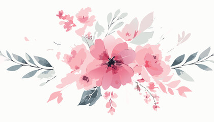 Fototapeta premium Abstract vector art floral background vector, wallpaper with watercolor, leaf framed, flower, vivid foliage, aquarelle frame.