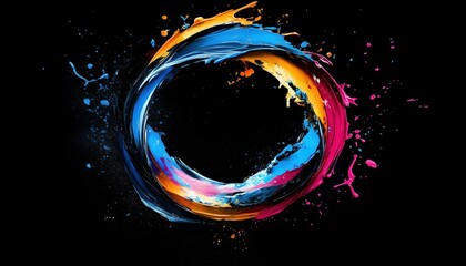 Obraz premium Vibrant Abstract Art: Twisted Brush, Paint Splash, Splatter, Full Circle, Artistic Spiral, And Vivid Ribbon In A Captivating Rendering.