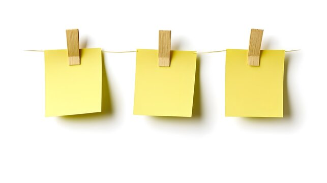 Three Yellow Notes Hanging On A Line