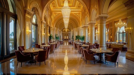 Opulent Grand Restaurant Interior: A Luxurious Dining Experience