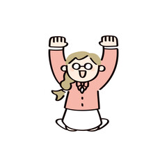 ジャンプするメガネの子供のイラスト