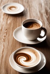 elegant swirls coffee cream intertwined minimalist white cup surrounded simple design elements soft colors, espresso, latte, foam, aesthetic, rich, warm