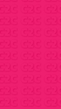 Animated vertical video featuring "c2c" text in pink on a pink background with a shadowed relief effect.