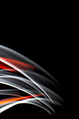 Neon Red and White Light on Black Background Abstract Lines Swirls and Waves