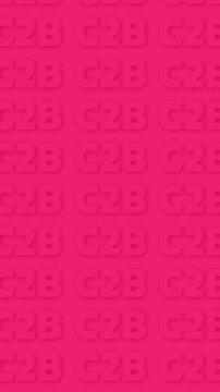 Animated vertical video featuring "c2b" text in pink on a pink background with a shadowed relief effect.