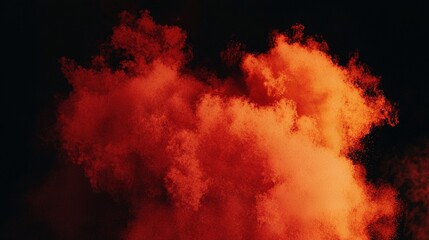  Jet flying through red smoke on black sky; Jet in foreground