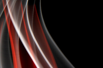 Neon Red and White Light on Black Background Abstract Lines Swirls and Waves