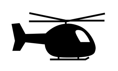 横向きヘリコプターのシルエットイラスト