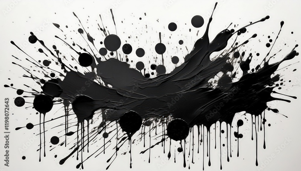 Aufkleber striking monochrome artwork dramatic ink splatters create abstract patterns against a white backgrou