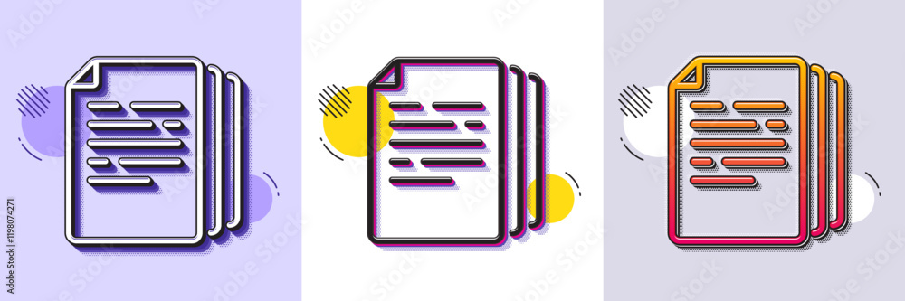 Poster copy documents line icon. halftone dotted pattern. gradient icon with grain shadow. doc file duplica