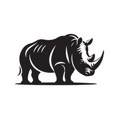 Obraz premium Black Color Rhino silhouette design Vector Illustration, Solid White Background (14).eps