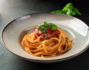 spaghetti elegantly styled showcasing sauce and herbs for a vibrant look