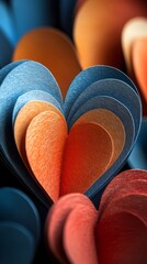 Colorful hearts arranged in layers to create a beautiful display for valentine's day celebration