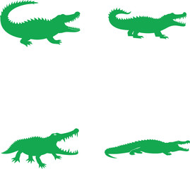 Crocodile icon vector illustration set collection
