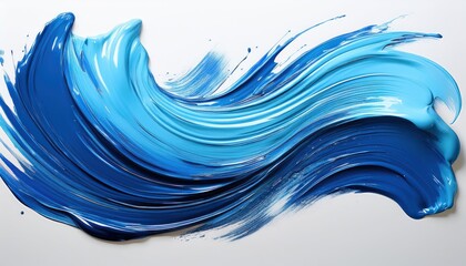 Striking Blue Hyperrealistic Paint Brush Stroke, Displaying Remarkable Detail and Texture, Set Against a Transparent Background.