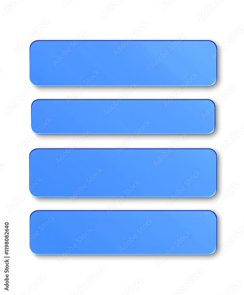 Wall mural four blue rectangular menu buttons stacked vertically