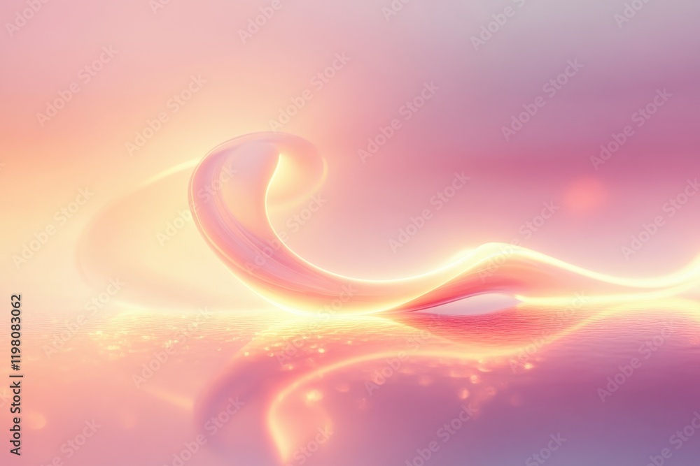 Poster soft glowing swirls create a tranquil atmosphere in a pastel color scheme
