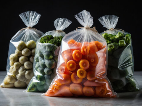 Bolsas selladas con verduras congeladas
