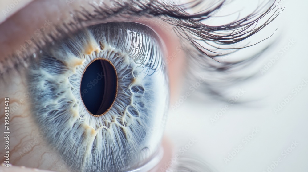 Fototapete close up of a human eye showing intricate iris patterns and details, highlighting its unique colors 