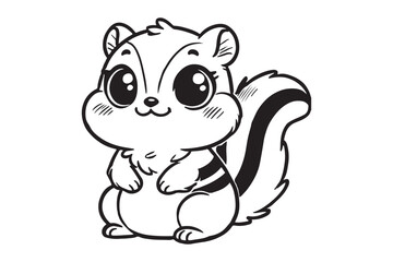 Cute cartoon chipmunk outline