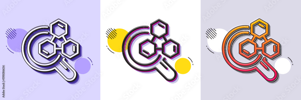 Poster chemistry lab line icon. halftone dotted pattern. gradient icon with grain shadow. laboratory resear