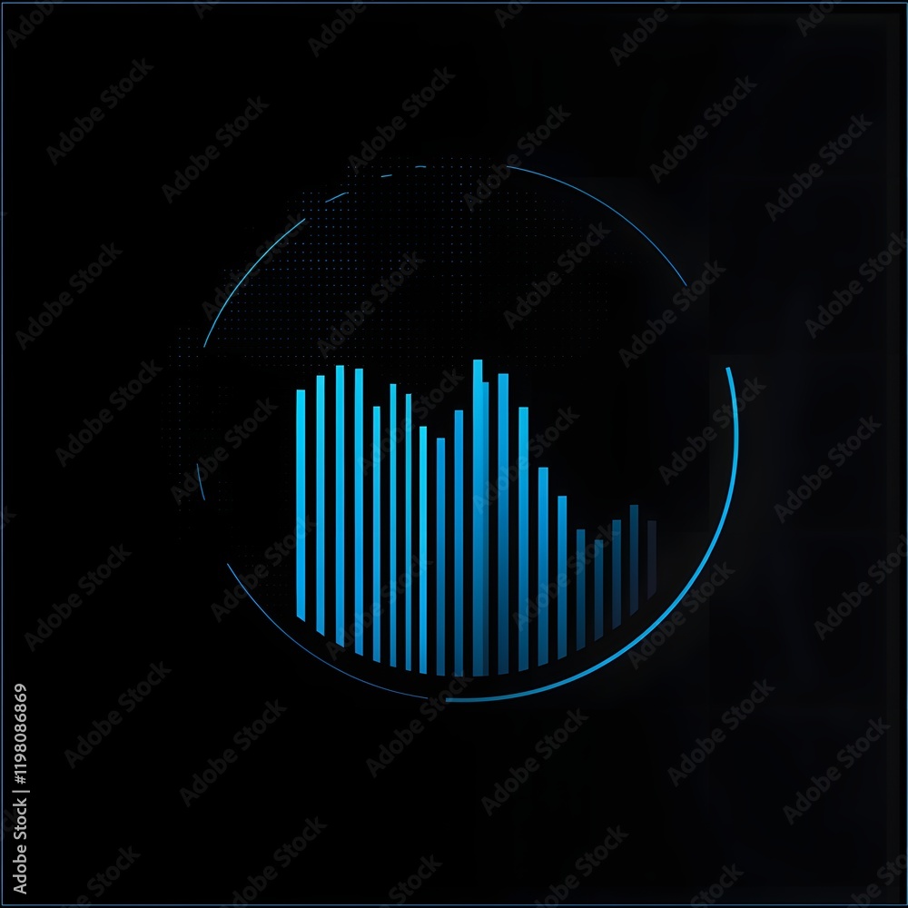 Poster abstract blue bar graph in circular design