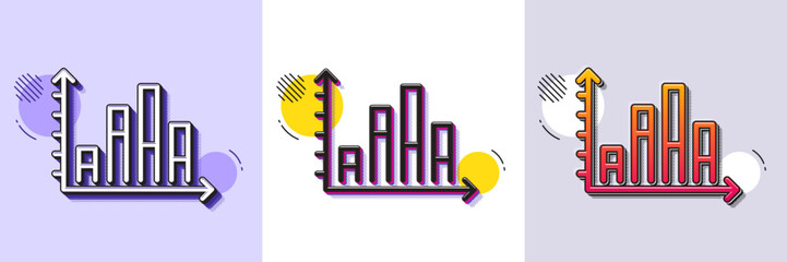 Diagram graph line icon. Halftone dotted pattern. Gradient icon with grain shadow. Column chart sign. Market analytics symbol. Line diagram graph icon. Various designs. Vector