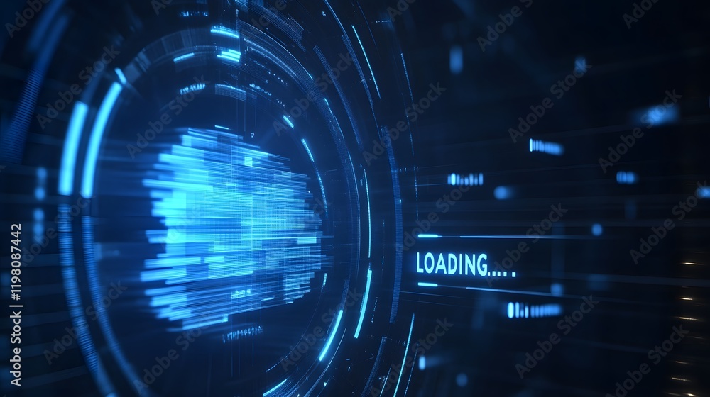 Poster abstract digital loading interface blue glowing lines