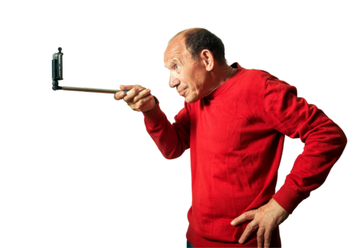 Funny portrait of old man